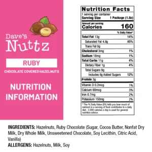 Daves Nuttz Om Ruby Chocolate Nutrition